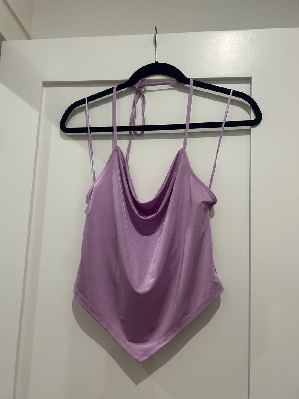 Lavender Cowl Neck Satin Camisole Top